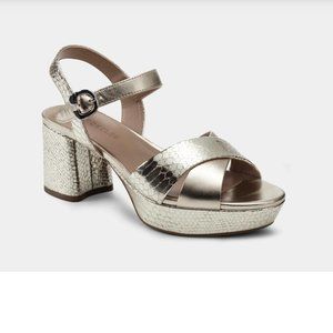 WORN ONCE | AEROSOLES COSMOS PLATFORM HEELS | SOFT GOLD LEATHER | SZ 7